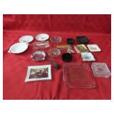 Vintage advertising ashtrays, smoking pipe