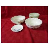 Antique pottery mixing bowls.