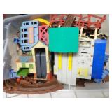 Thomas the Tank engine train playset parts.