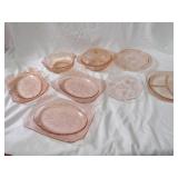 Pink depression glassware lot.