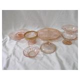 Pink depression glassware lot.