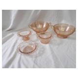 Pink depression glassware lot.