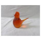 Amberina art glass bird figure.