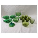 Green glassware lot.