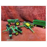 Ertl John Deere Tractor, implements, wagon,