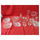 Clear glass vintage serving dishes.