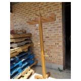 Wood hall tree coat rack.