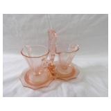 Cream & Sugar Pink depression glassware lot.