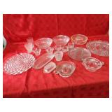 Clear glass vintage serving dishes.