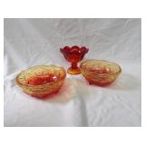 Amberina glassware lot.