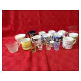 Shot glasses & coffee mug lot.