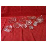 Clear glass vintage serving dishes.