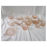 Pink depression glassware lot.
