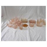 Pink depression glassware lot.