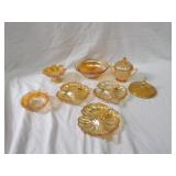 Marigold carnival glass lot.