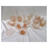 Pink depression glassware lot.