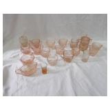 Pink depression glassware lot.