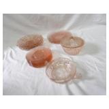 Pink depression glassware lot.