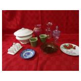 Soup tureen, grandmother plate, misc. dishes.