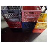 (8)Vintage plastic milk crates.