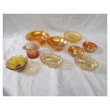 Marigold carnival glass lot.