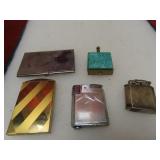 Vintage lighters, compact, card case, ashtray.