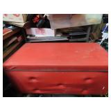 Vintage red toy box.