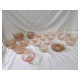 Pink depression glassware lot.