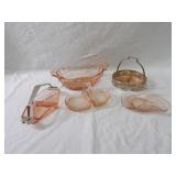 Pink depression glassware lot.