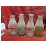 (4)Vintage Bowman Dairy Milk Bottles.