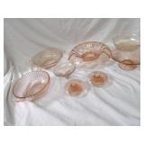 Pink depression glassware lot.