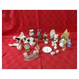 Glass candy ship container, assorted figures.