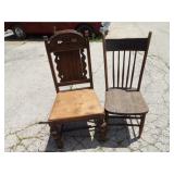 (2)Old antique wood chairs.
