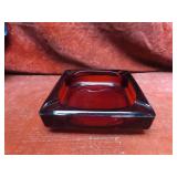 Vintage MCM ruby red Viking glass ashtray.