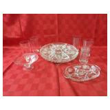 Clear glass vintage serving dishes.