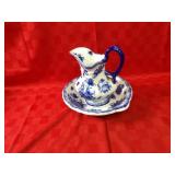 Vintage flow blue pitcher & basin bowl.