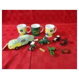 John Deere mugs, diecast tractors