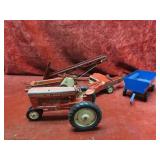 Tru Scale tractor, implements, ertl blue wagon.