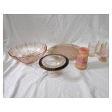 Pink depression glassware lot.