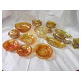 Marigold carnival glass lot.