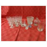 Assorted clear glassware lot.