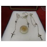 Showcase of Religeous items, rosary