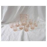 Pink depression glassware lot.