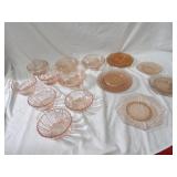 Pink depression glassware lot.