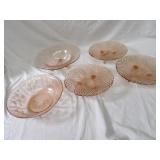 Pink depression glassware lot.