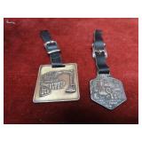 (2)Vintage Industrial advertising pocket watch fob