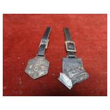 (2)Vintage Industrial advertising pocket watch fob