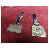 (2)Vintage Industrial advertising pocket watch fob