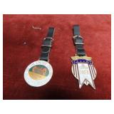(2)Vintage Industrial advertising pocket watch fob