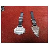 (2)Vintage Industrial advertising pocket watch fob